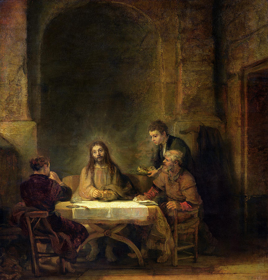 The Supper At Emmaus, 1648 Oil On Panel Painting by Rembrandt Harmensz van Rijn