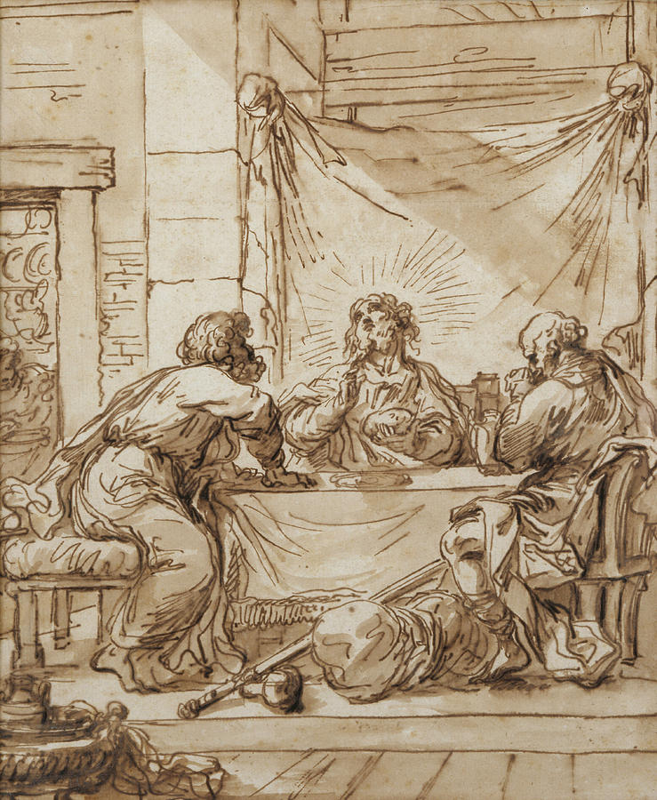 Guercino Drawing - The Supper At Emmaus  by Guercino