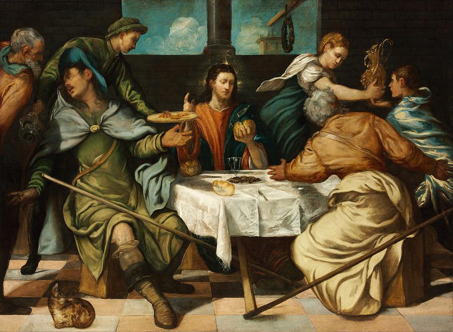 Portrait Painting - The Supper at Emmaus by Tintoretto