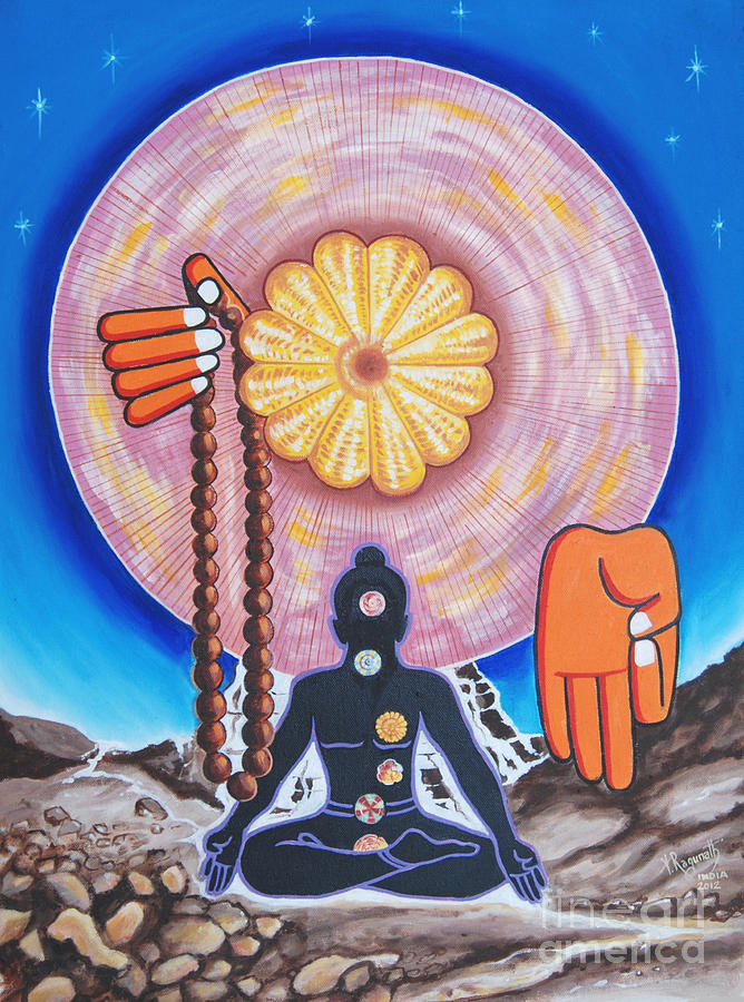 Meditation Painting - The supreme power of chakras by Ragunath Venkatraman