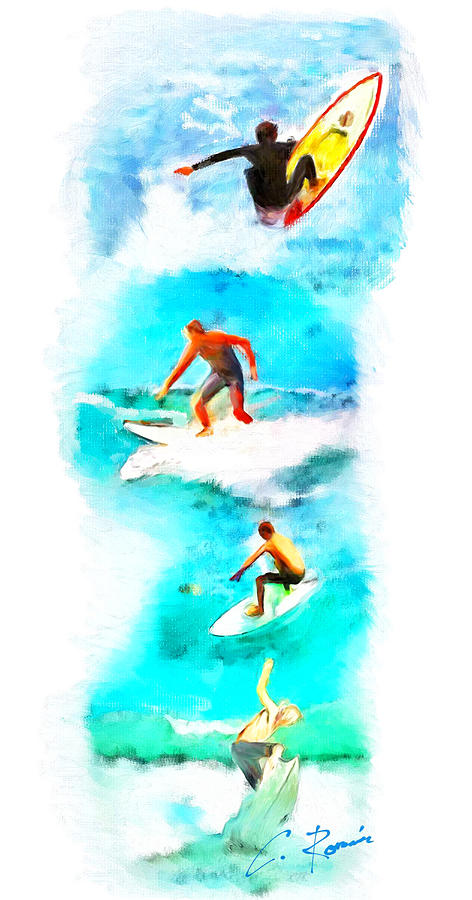 The Surfers Painting by Charlie Roman