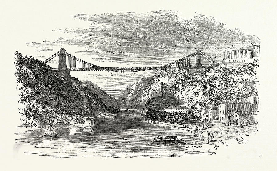 Vintage Drawing - The Suspension Bridge At Clifton, Uk, Britain by English School