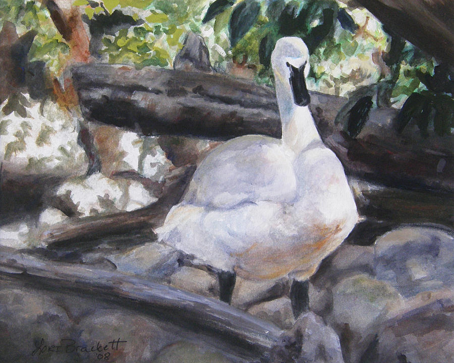 The Swan Painting by Lori Brackett