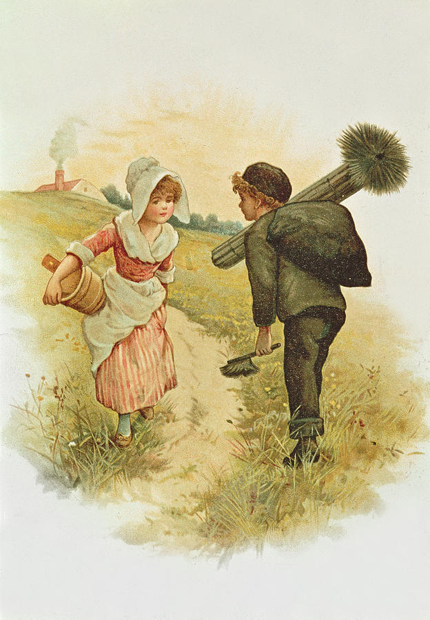 The Sweep And The Milkmaid Book Illustration Painting by Anonymous