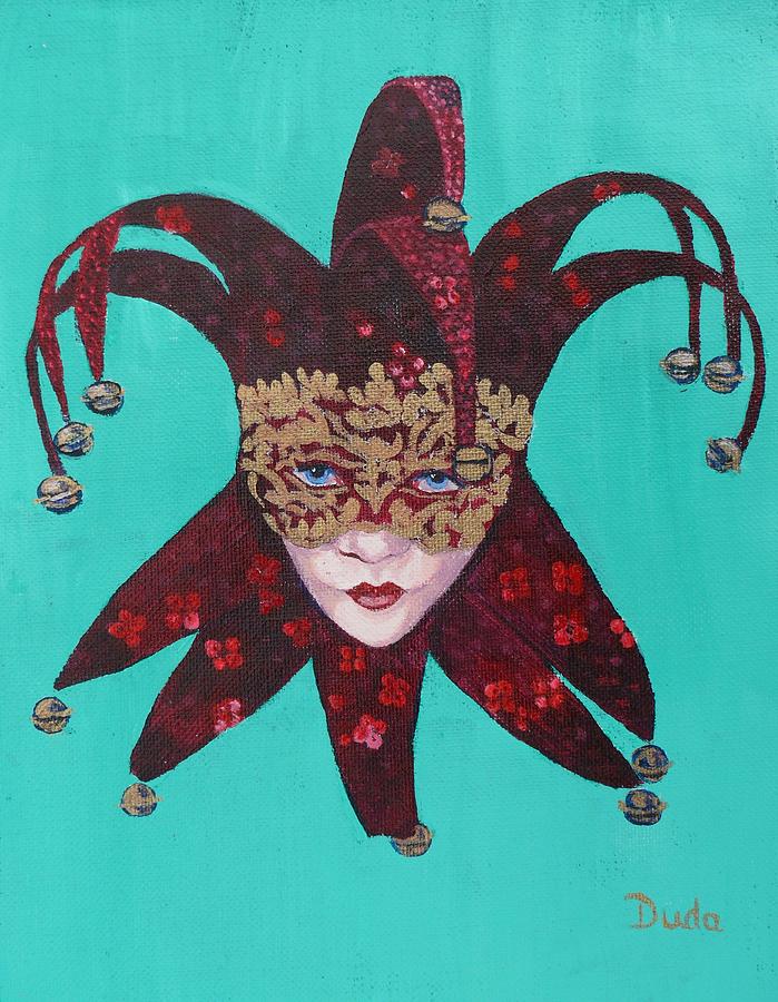 Portrait Painting - The sweetheart of Arlecchino Colombina Venitian Mask by Susan Duda