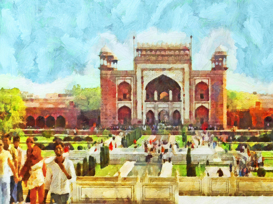 The Taj Mahal Gardens Digital Art by Digital Photographic Arts