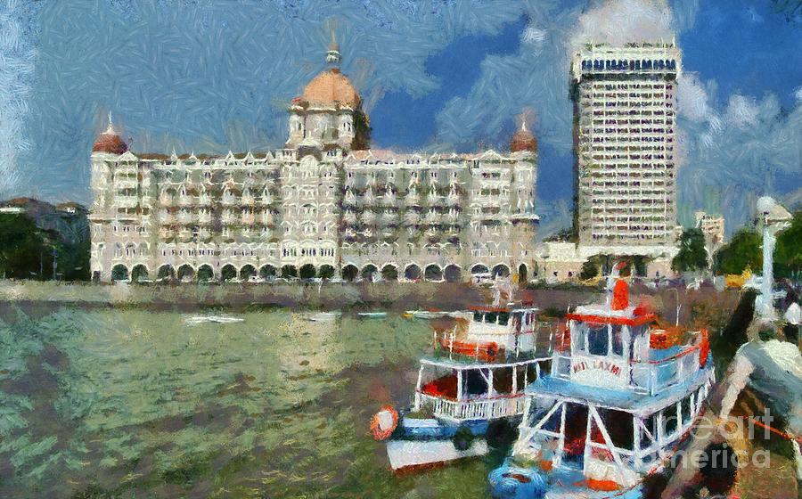 The Taj Mahal hotel in Mumbai Painting by George Atsametakis