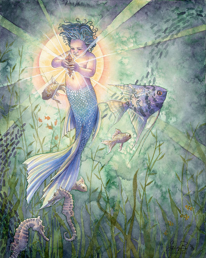 Mermaid Painting - The Talisman by Sara Burrier