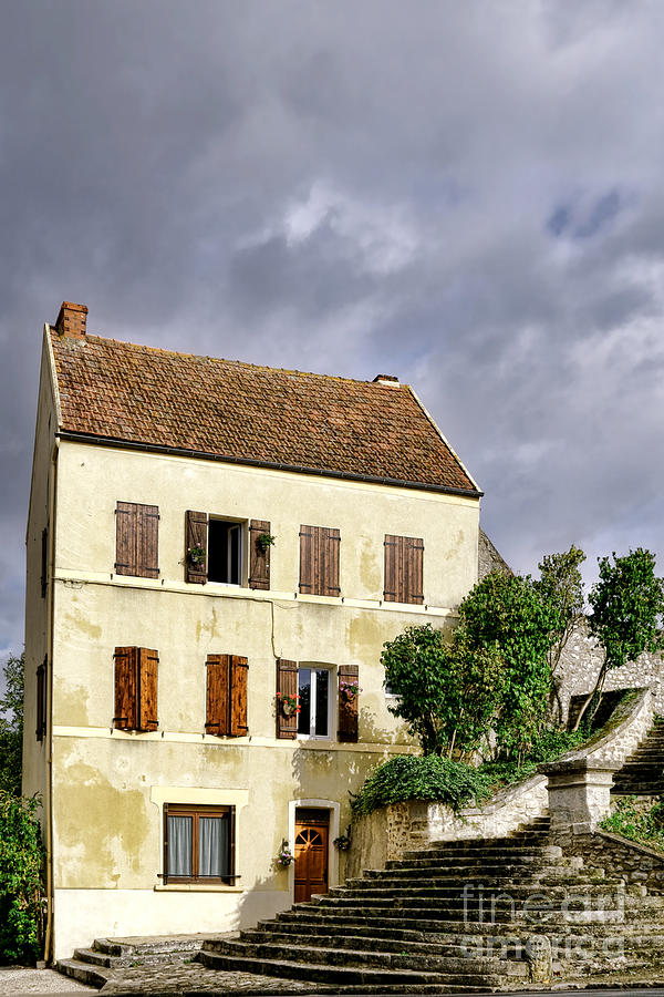 The Tall Yellow House by the Old Stairway Photograph by Olivier Le Queinec