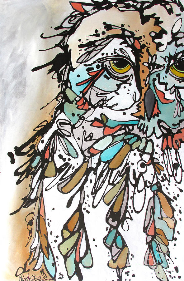 Owl Painting - The Teacher by Nicole Gaitan
