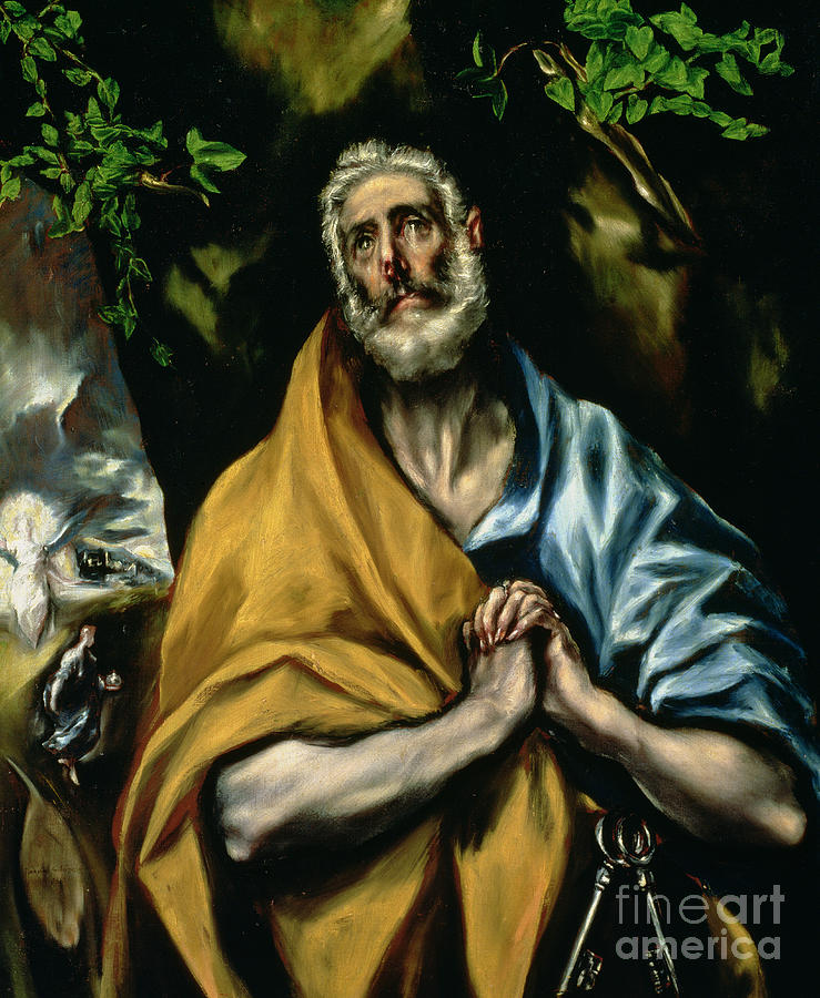 El Greco Painting - The Tears of St Peter by El Greco Domenico Theotocopuli