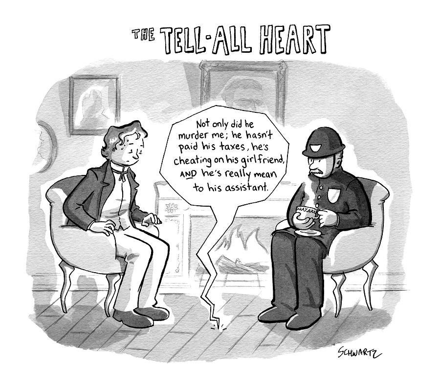 The Tell-all Heart Drawing by Benjamin Schwartz