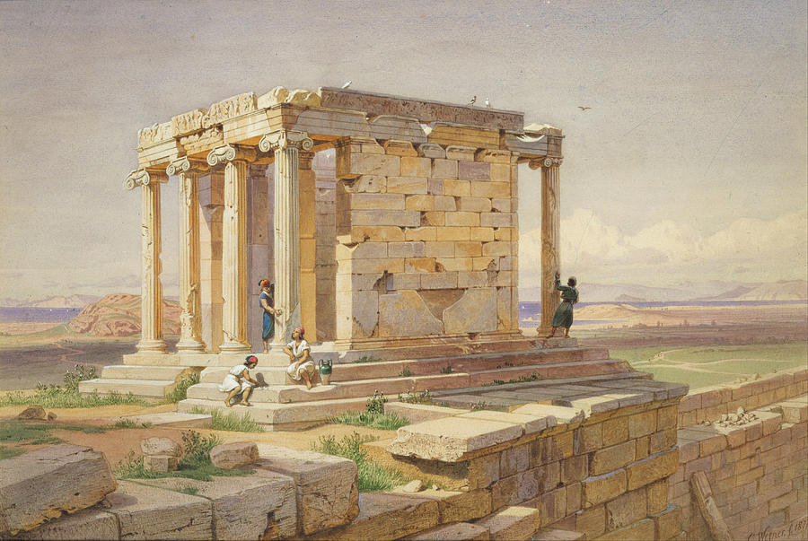 Carl Werner Painting - The Temple of Athena Nike. View from the North-East by Carl Werner