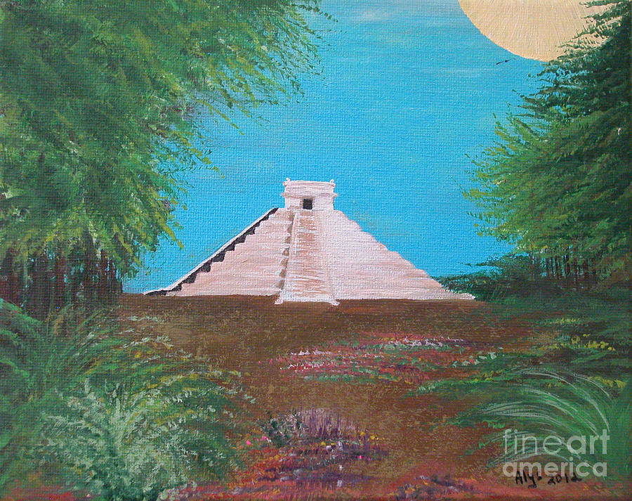 Mayan Painting - The Temple of Kukulcan by Alys Caviness-Gober