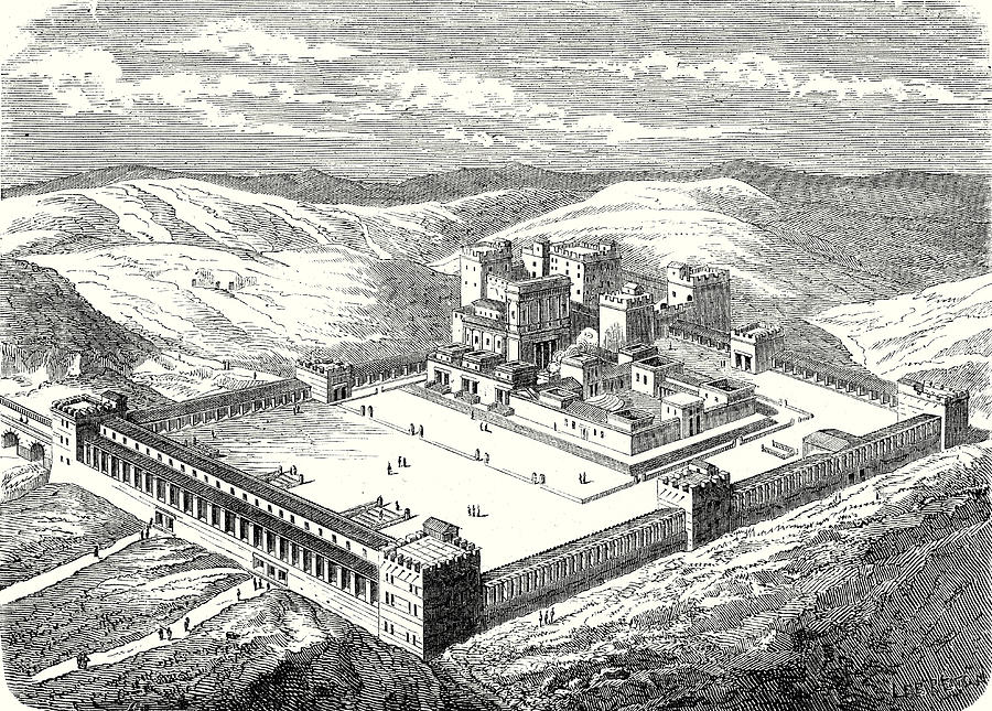 The Temple Of Solomon In Jerusalem Restored Drawing by English School