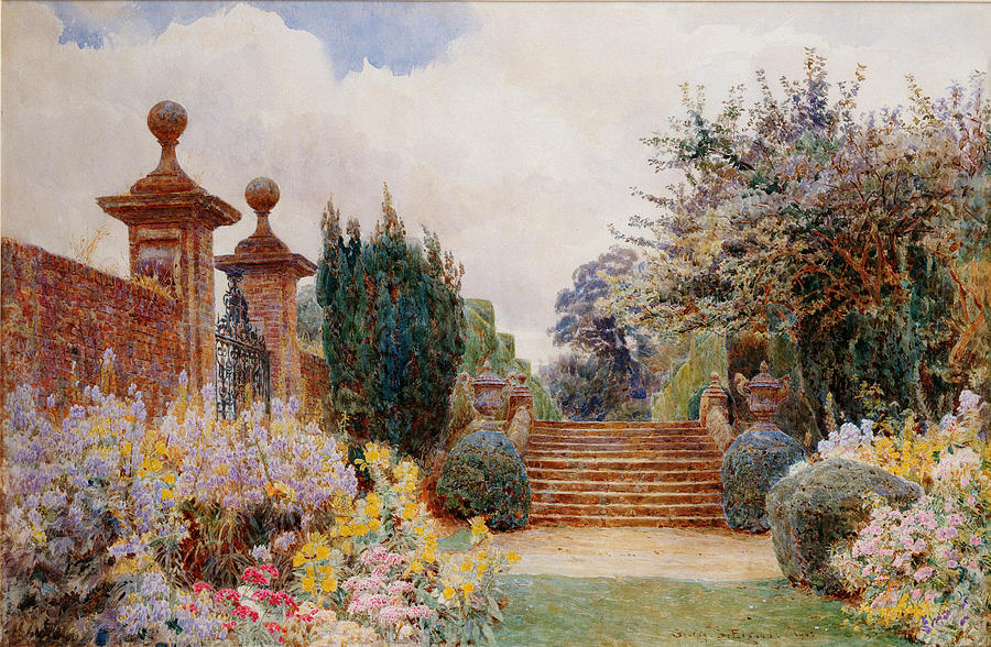 Shrubbery Drawing - The Terrace Steps, Penshurst, 1903 by George Samuel Elgood