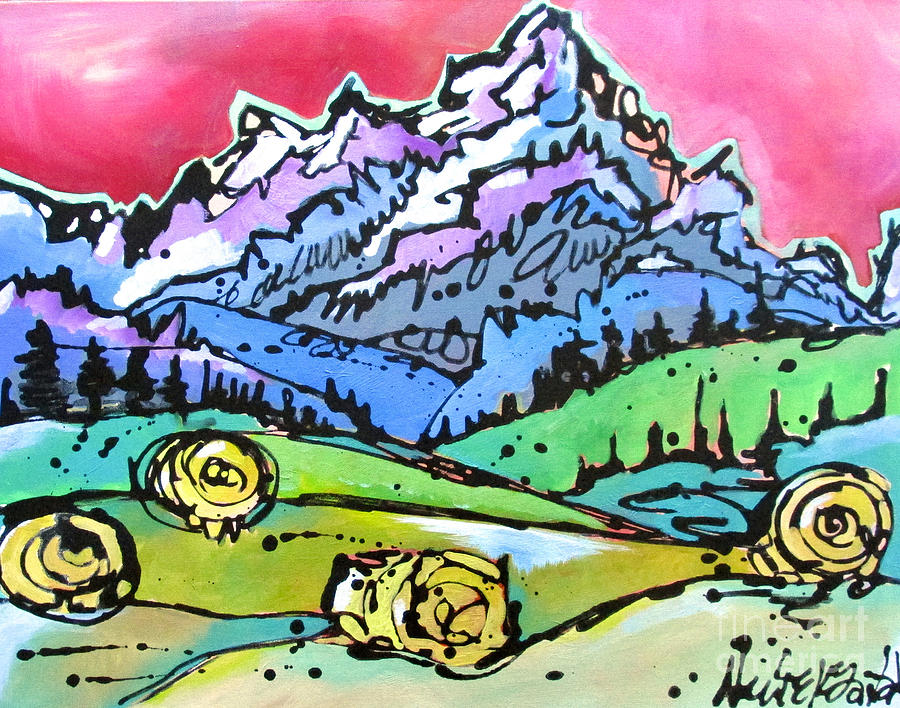 The Tetons from Walton Ranch Painting by Nicole Gaitan