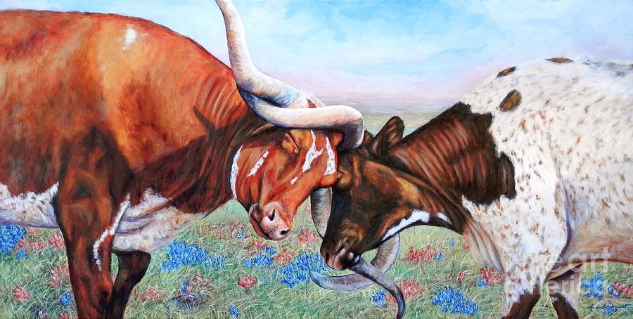 Cow Painting - The Texas Twist by Amanda Hukill