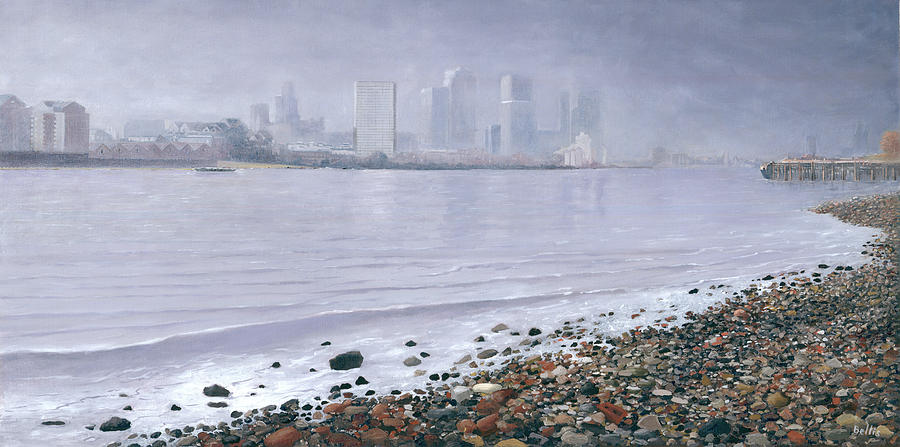 London Painting - The Thames from Lowells Wharf Greenwich  by Eric Bellis