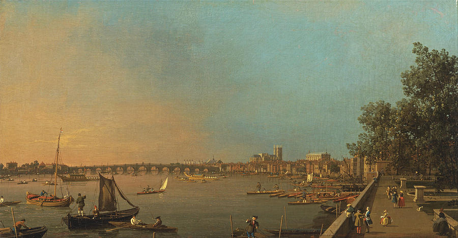 The Thames from the Terrace of Somerset House Looking toward Westminster Painting by Canaletto