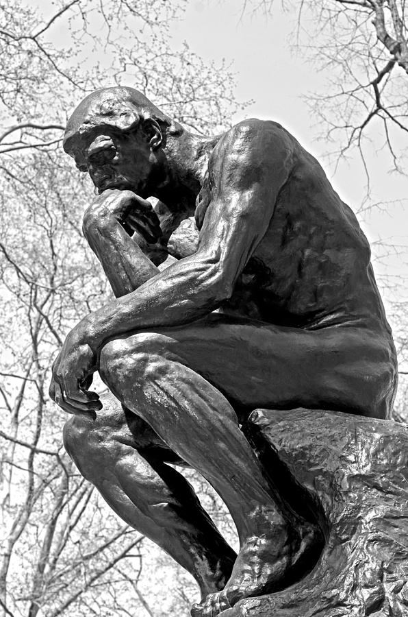 The Thinker In Black And White Photograph
