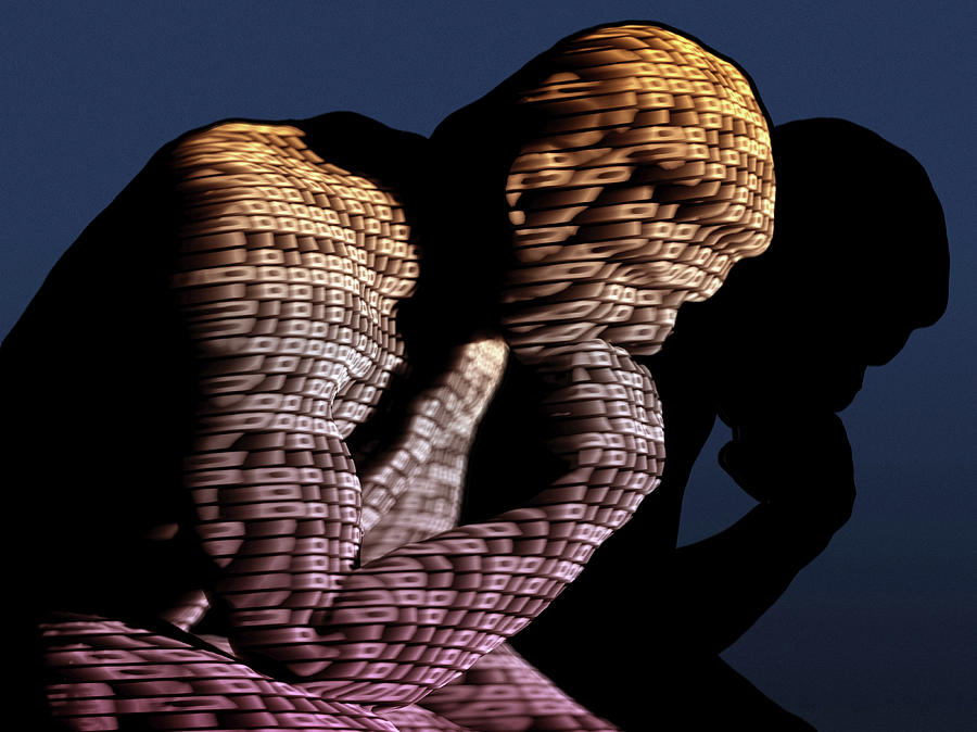 The Thinker In Three Dimensional Binary Photograph by Ikon Images