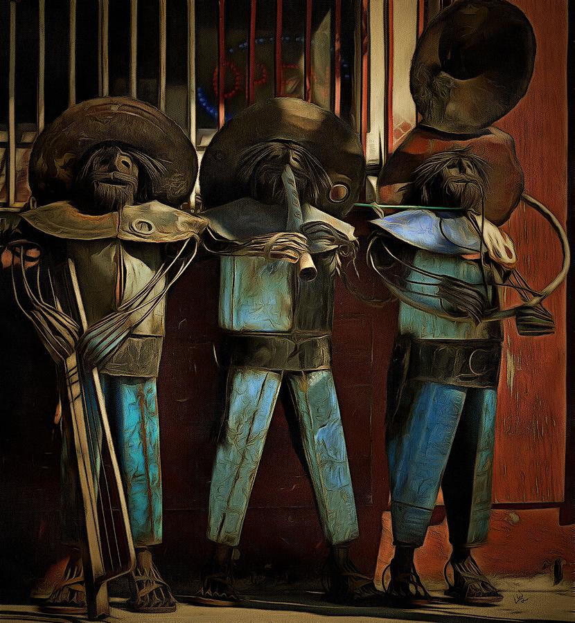 Musician Painting - The Three Amigos - In the Shadows by L Wright