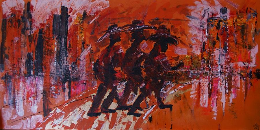 City Painting - The Three Amigos by Lloyd  Walker