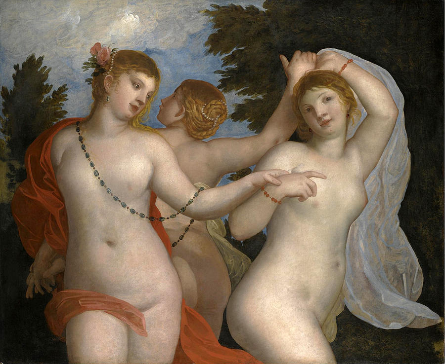 The Three Graces Painting by Alessandro Varotari
