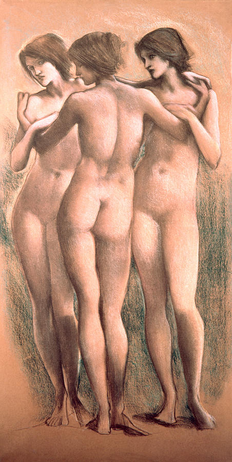 Nude Drawing - The Three Graces by Edward Burne-Jones