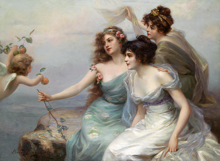 Edouard Bisson Digital Art - The Three Graces by Edouard Bisson