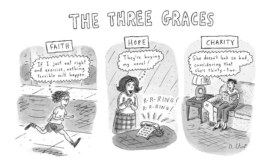 the Three Graces Drawing by Roz Chast the Three Graces Drawing by Roz Chast