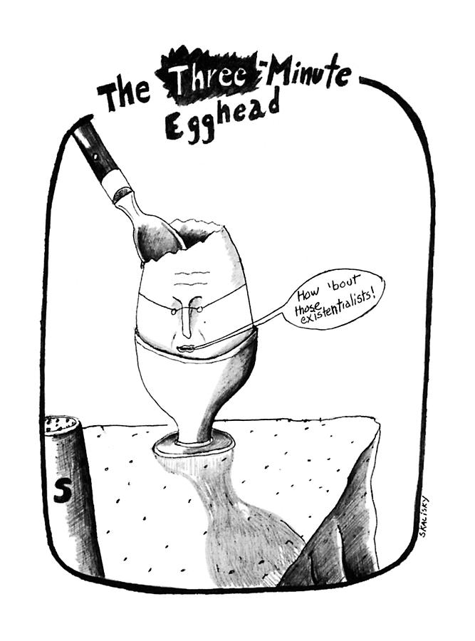 The Three Minute Egghead Drawing by Stephanie Skalisk