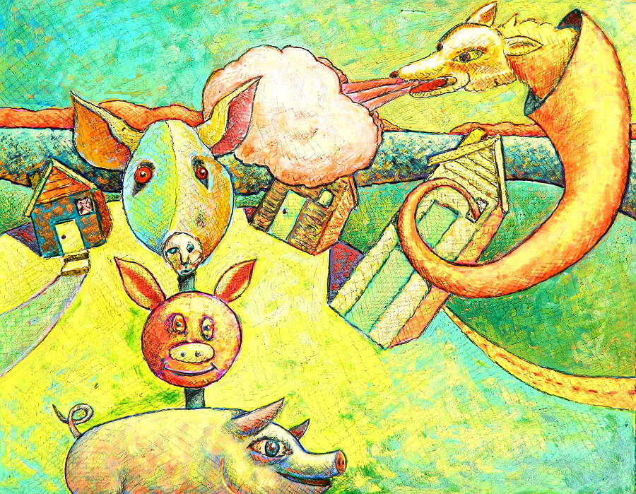 The Three Pigs Painting by Ronald Walker