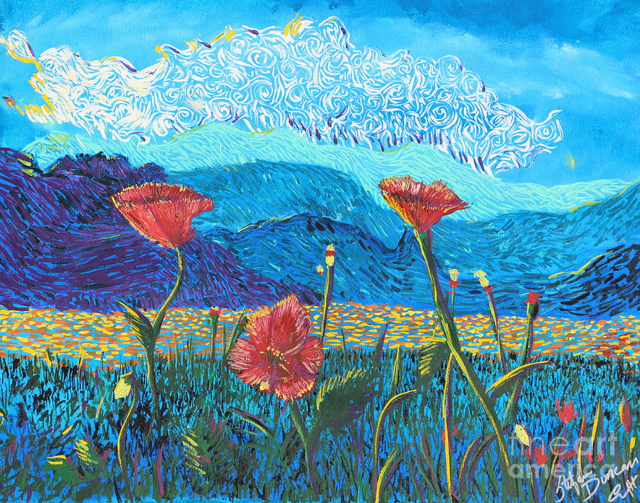 The Three Poppies Painting by Stefan Duncan
