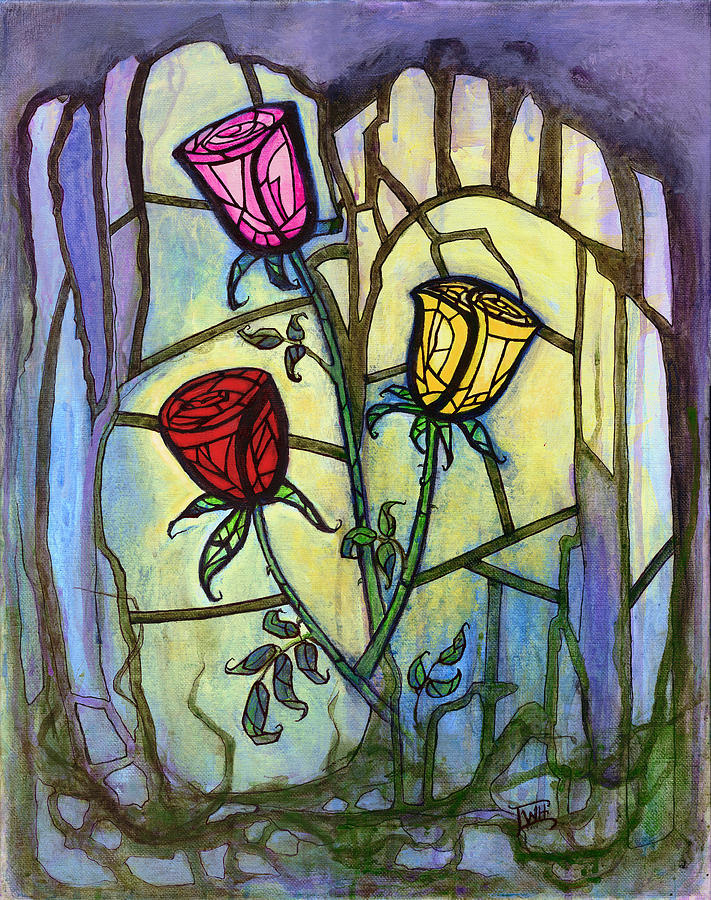 Rose Painting - The Three Roses by Terry Webb Harshman
