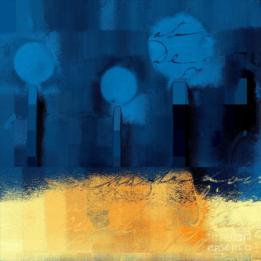 The Three Trees - j036076170-blue Digital Art by Variance Collections