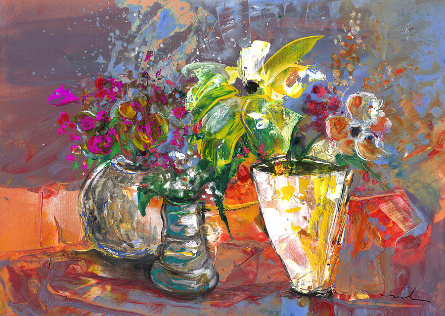 The Three Vases Painting by Miki De Goodaboom