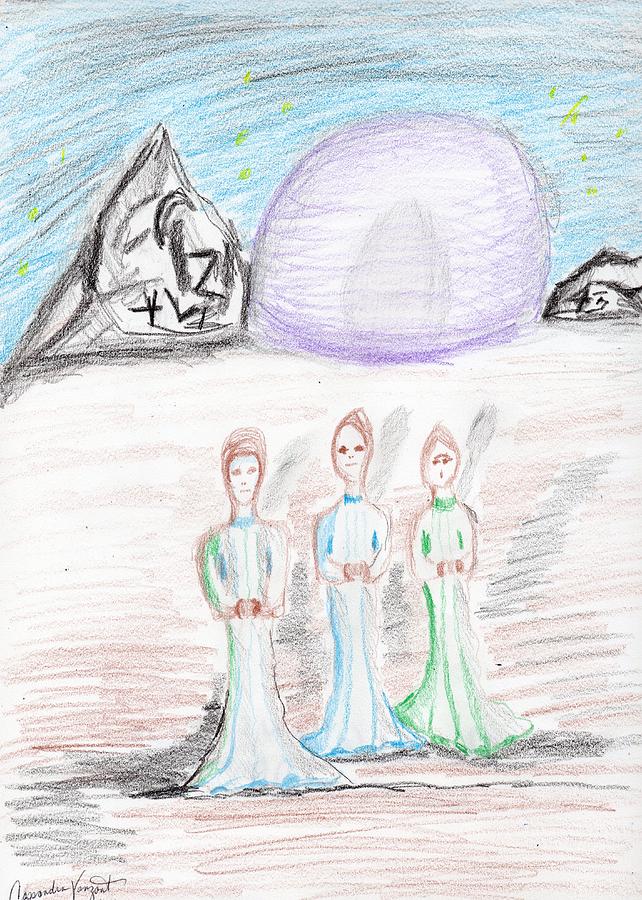 Alien Drawing - The Three Wallows by Cassandra Vanzant