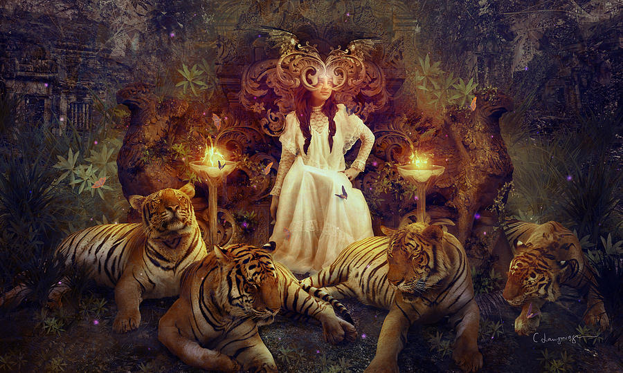 The Tiger Temple Digital Art by FireFlux Studios