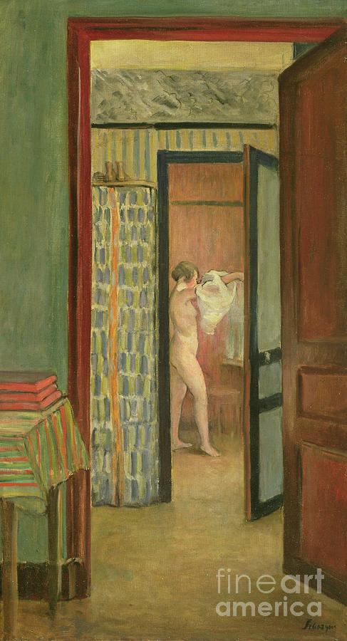 Nude Painting - The Toilet, Nude dressing herself by Henri Lebasque