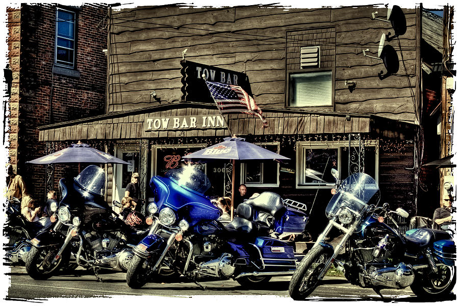 Motorcycle Photograph - The Tow Bar Inn - Old Forge New York by David Patterson