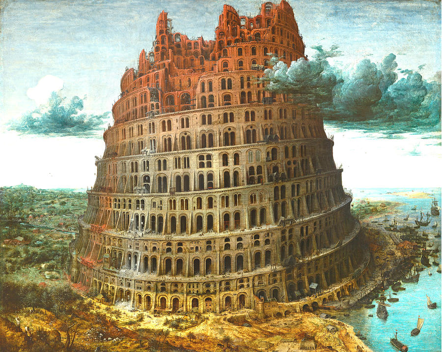Babel Digital Art - The Tower of Babel by Miguel Rodriguez