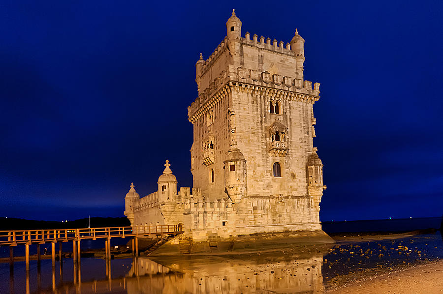 The Tower of Belem in Lisbon at the Blue Hour Photograph by Mitchell R Grosky