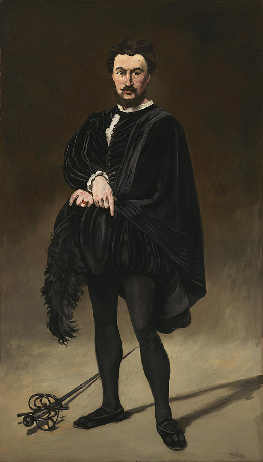 The Tragedian Actor Rouviere as Hamlet Painting by Edouard Manet