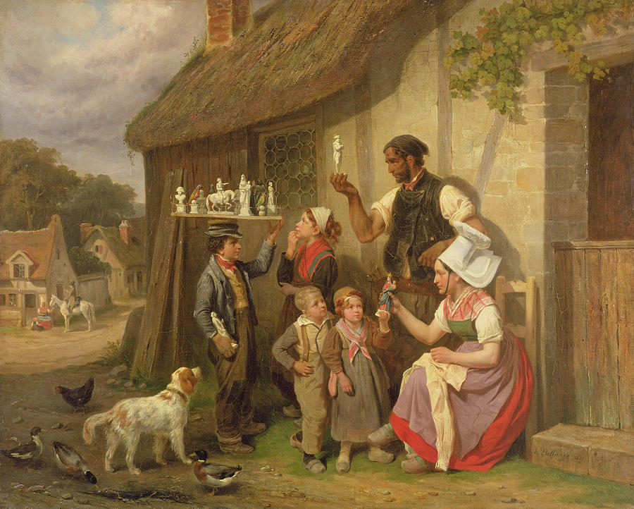 Dog Photograph - The Travelling Plaster Figure Salesman, 1883 Oil On Canvas by Joseph-Louis-Hippolyte Bellange