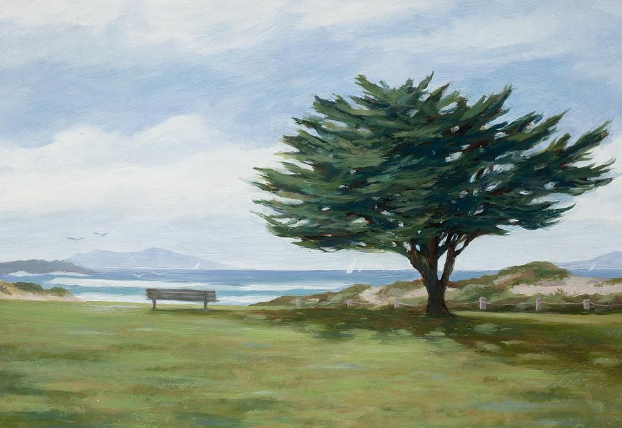 Landscape Painting - The Tree at Marina Park by Tina Obrien