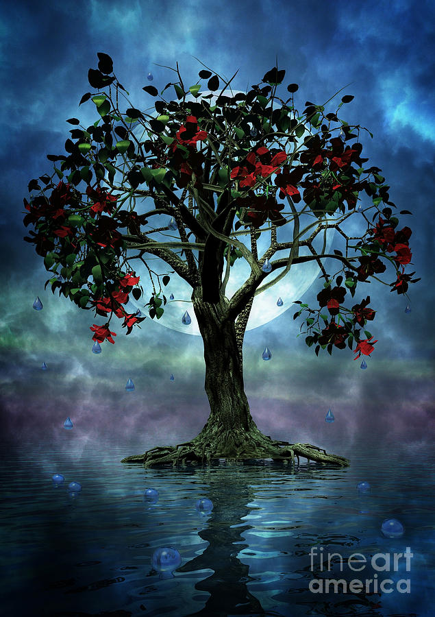 Fantasy Painting - The Tree that Wept a Lake of Tears by John Edwards