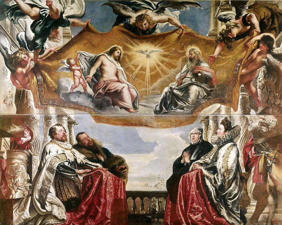 The Trinity Adored By The Duke Of Mantua And His Family Painting by Peter Paul Rubens