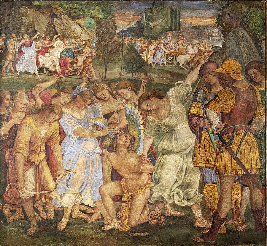 The Triumph of Chastity. Love Disarmed and Bound Painting by Luca Signorelli